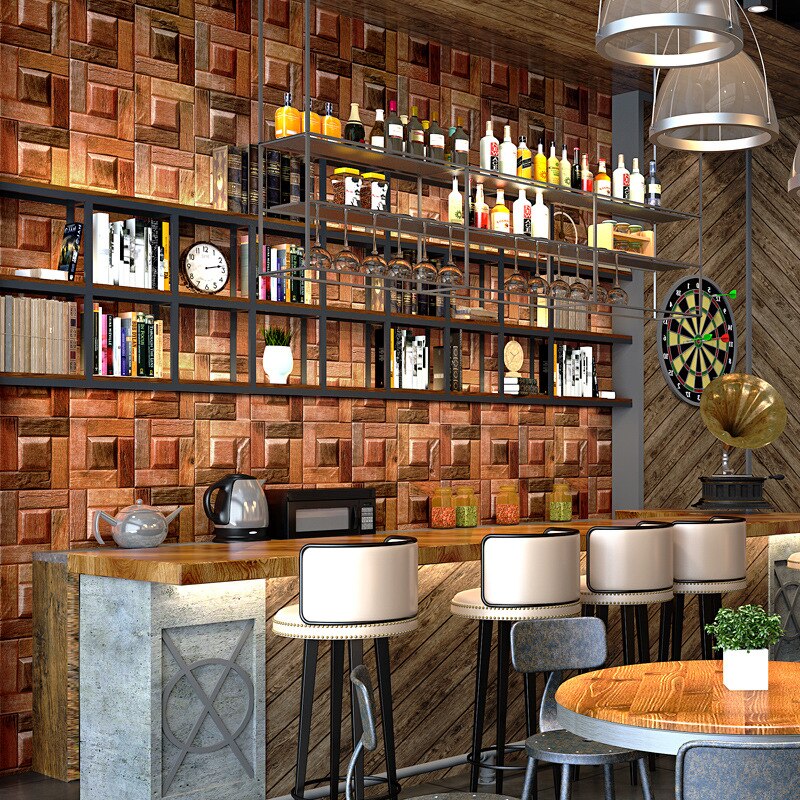 Woodgrainwallpaperretronostalgic wood grain imitation wood grain bark log color 3D three dimensional Chinese classical wallpaper