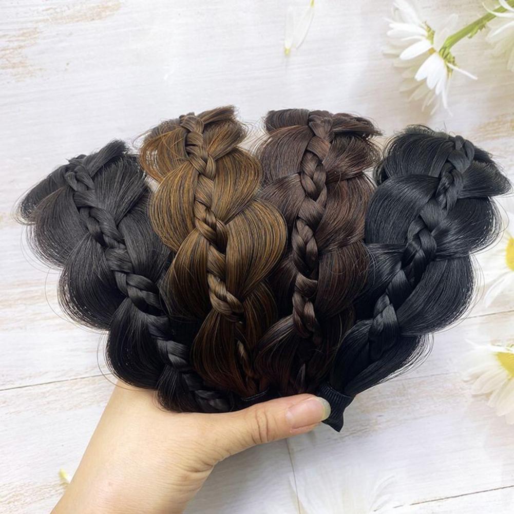 Braided Headband with Teeth Synthetic Heat-Resistant Realistic Human Hair Headband Secure Hair Fix Hair Hoop Women Headband