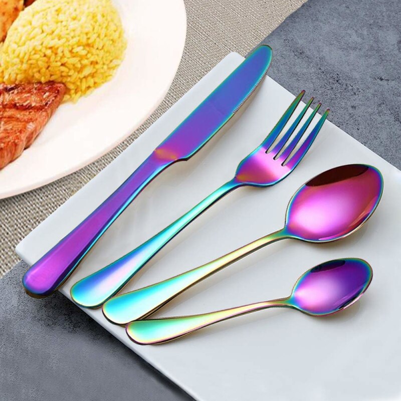 Goud Bestek Set Vorken Lepels Vorken Messen Servies Set Servies Stalen Bestek Set Chopstick Lepel Mes Vork