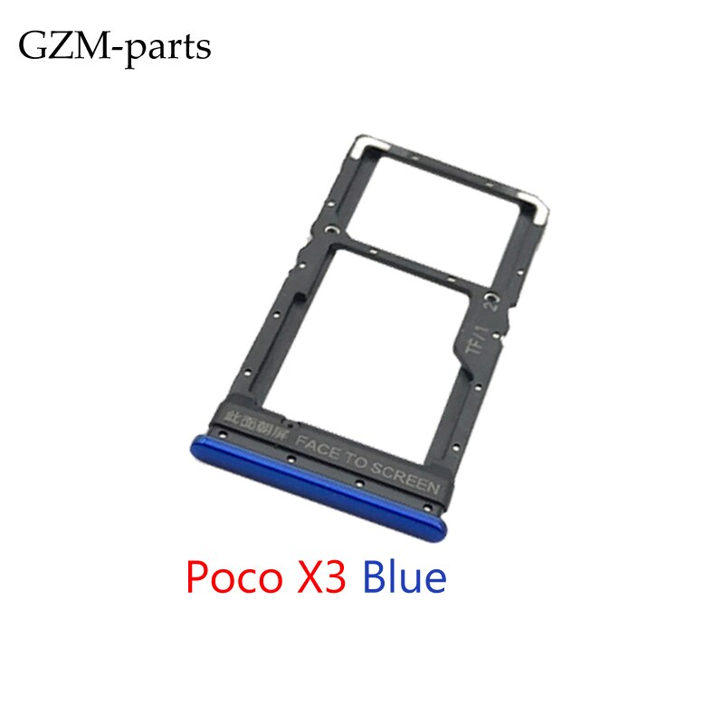 Gzm-parts Voor Xiaomi Mi 9 Lite Mi CC9 Pro Note 10 Mi 10T Lite Poco X3 sim-kaart houder Lade Slot: Poco X3 Blue