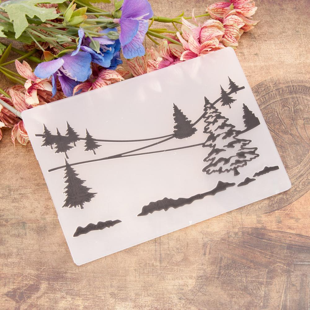 Forest Sceen Christmas Embossing Folders DIY Making Paper Cards Stencils Stencil Scrapbook Template Plastic Transparent