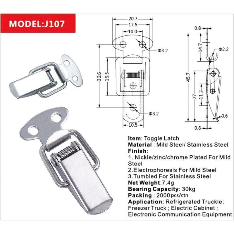 Stainless Box Loaded Clamp for Steel Catch Drawer/Toolbox/Closet/Cabinet/Case Spring Clips