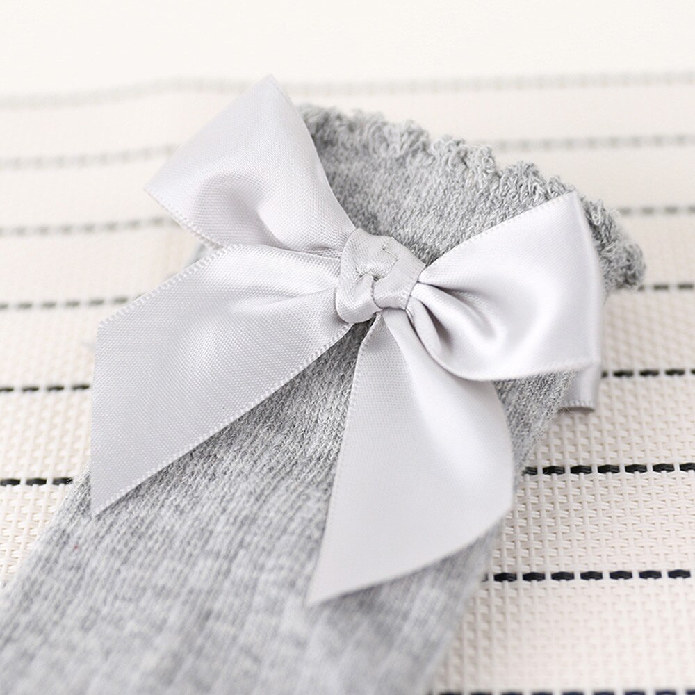 Crianças bebê material meninas meias calcetines arco grande joelho alto longo macio algodão rendas meias meninas presentes navidad socks socks socks socks meias de natal
