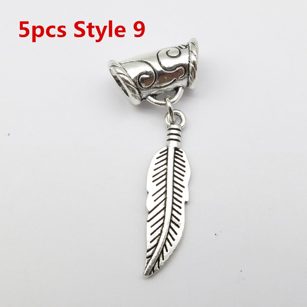 5Pcs/Pack metal Silver different charms hair braid dread dreadlock beads rings tube approx 6mm hole hair accessories: 5pcs Style 9