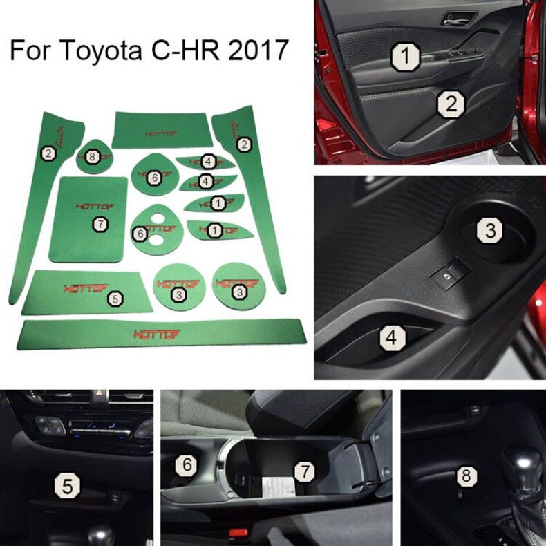 Voor Toyota CHR C-HR accessoires Poort slot pad antislip Cup pad rubber Deur Groef Mat Interieur decoratie trim