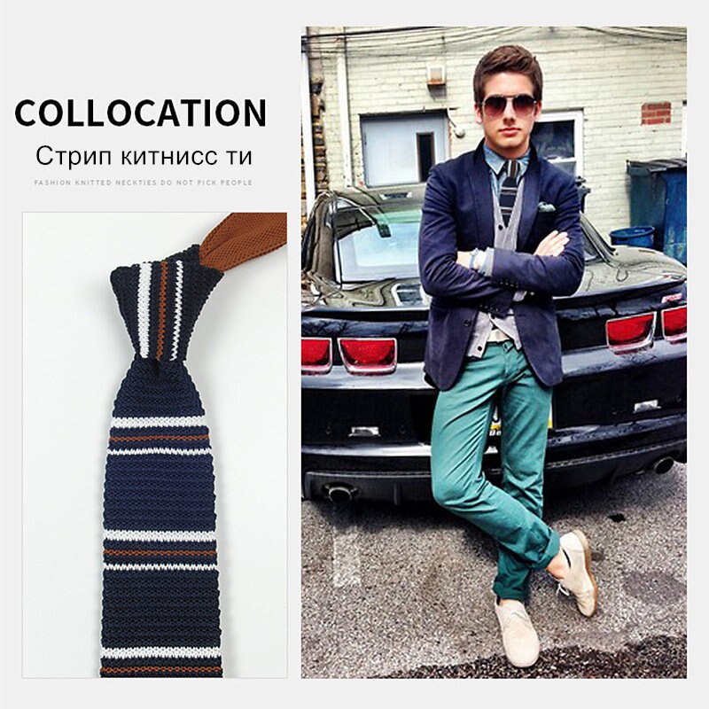 Cravate pour hommes 6-7cm à la | Cravate en laine décontracté, tricot sauvage, cravate pointue pour hommes, fête mariage marié, cravates quotidiennes, porter le cou