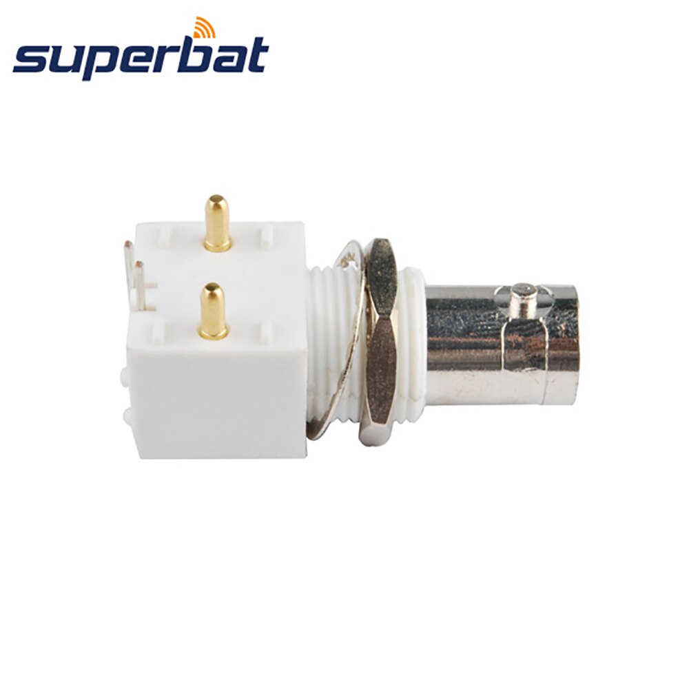 Superbat BNC Commercial Through hole Female Jack Right Angle PCB Mount with Bulkhead RF Coaxial Connector