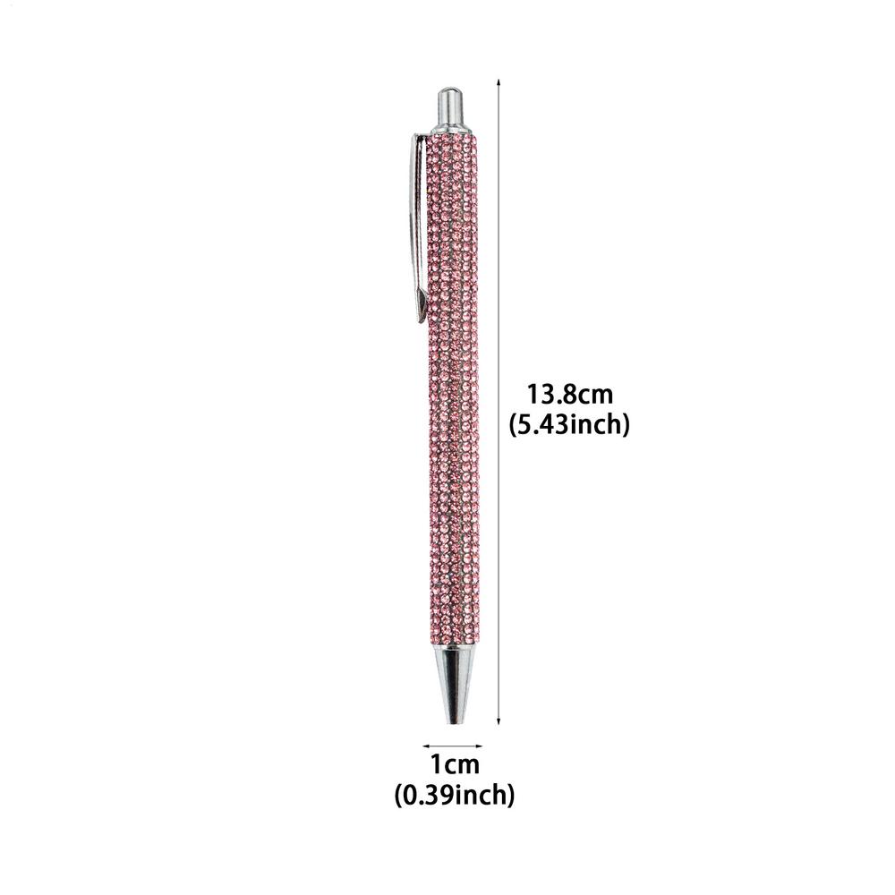 Balpen met parelmoer en strass steentjes, intrekbare inkt, luxe strass steentjes pen, schattige roségouden metalen schrijfwaren: Roze