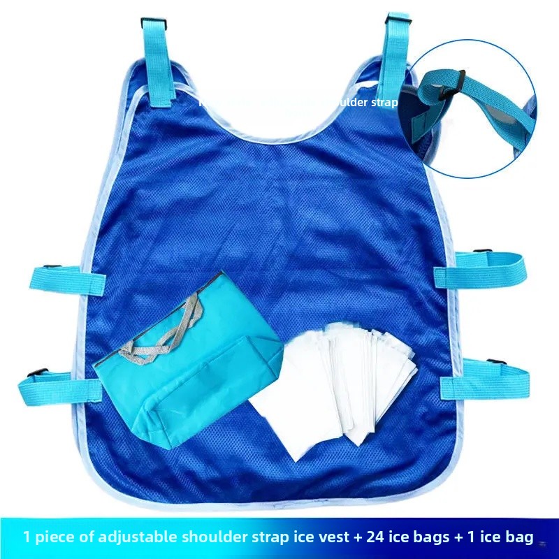 Summer Cooling Vest Ice Bag Vest Outdoor Heatstroke Prevention Clothing Men's Vest Cold Relief Essential Tool: Gold