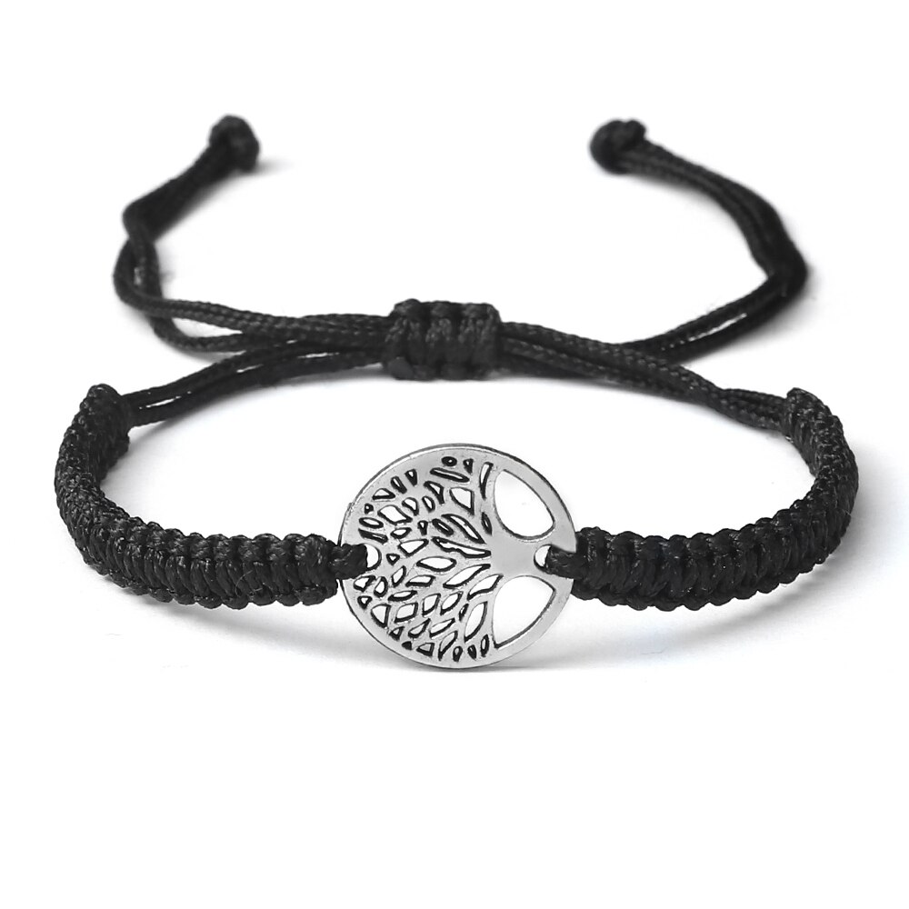 2 pçs/set vermelho preto vida árvore fio pulseira masculino tecido trançado ajustável tibetano budista pulseira feminino amante jóias presente
