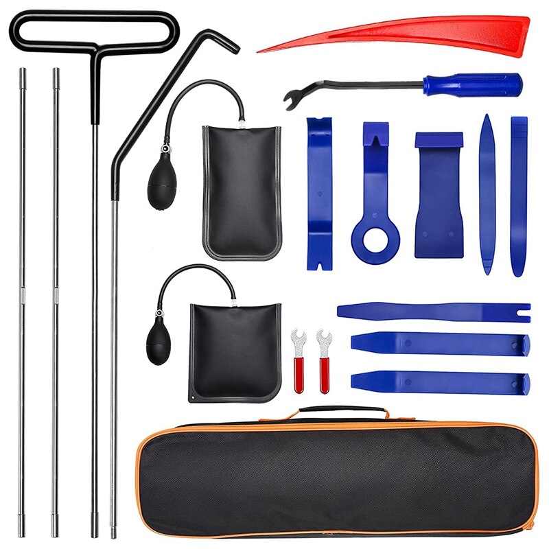 19Pcs Auto Lockout Kit Entry Auto Lange Grabber Air Wedge Pump Auto Trim Removal Tool Essentiële Emergency Lockout set