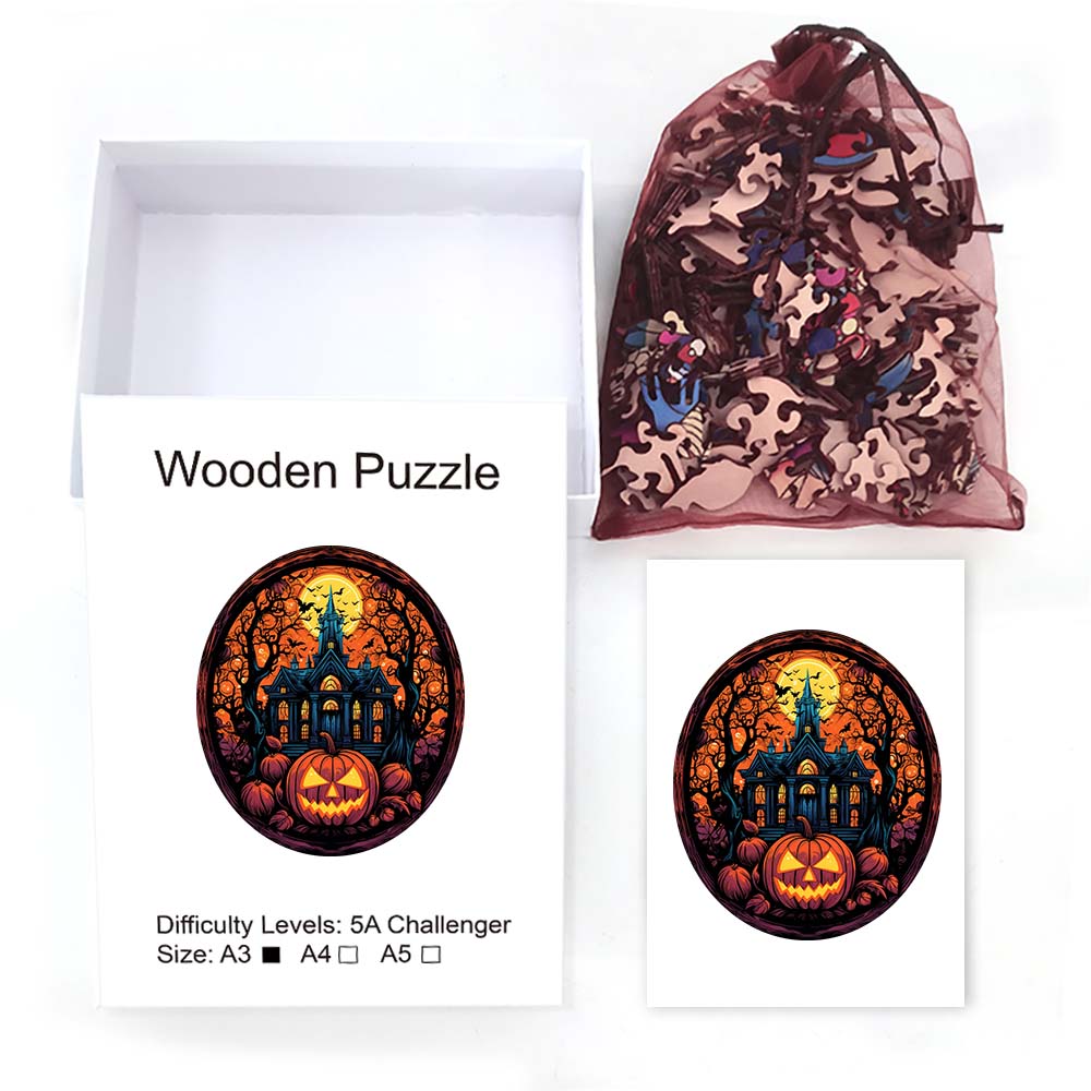 Wooden halloween pumpkin puzzle, personalized 3d-- piece puzzle for adults and children, educational toy, family interactive game