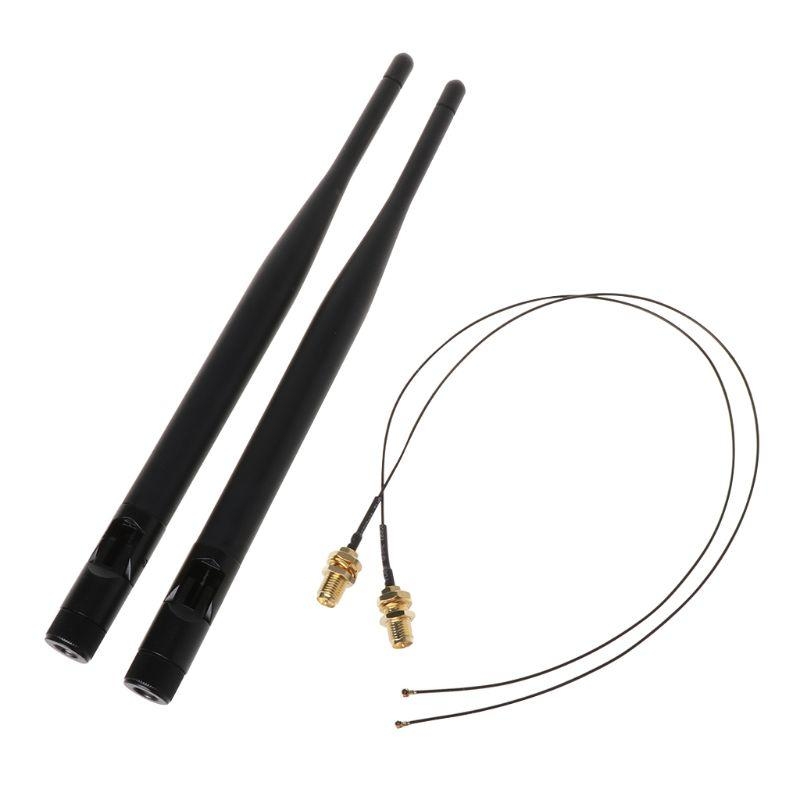 WiFi Antenna Aerial 2.4GHz 5GHz 6dBi RP-SMA Antennas 31cm/12in U.FL IPEX MHF4 to RP-SMA Extension Cable 2 Packs/Set: Default Title