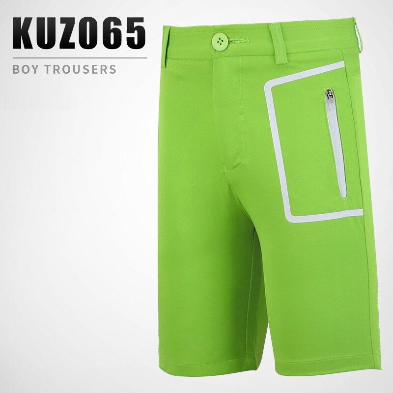 PGM Kinder Golf Shorts Jungen Zipper Beiläufige Bequeme Shorts mit Taschen Junge Taste Forn Kurze Hosen Kleidung D0796: green / XXL