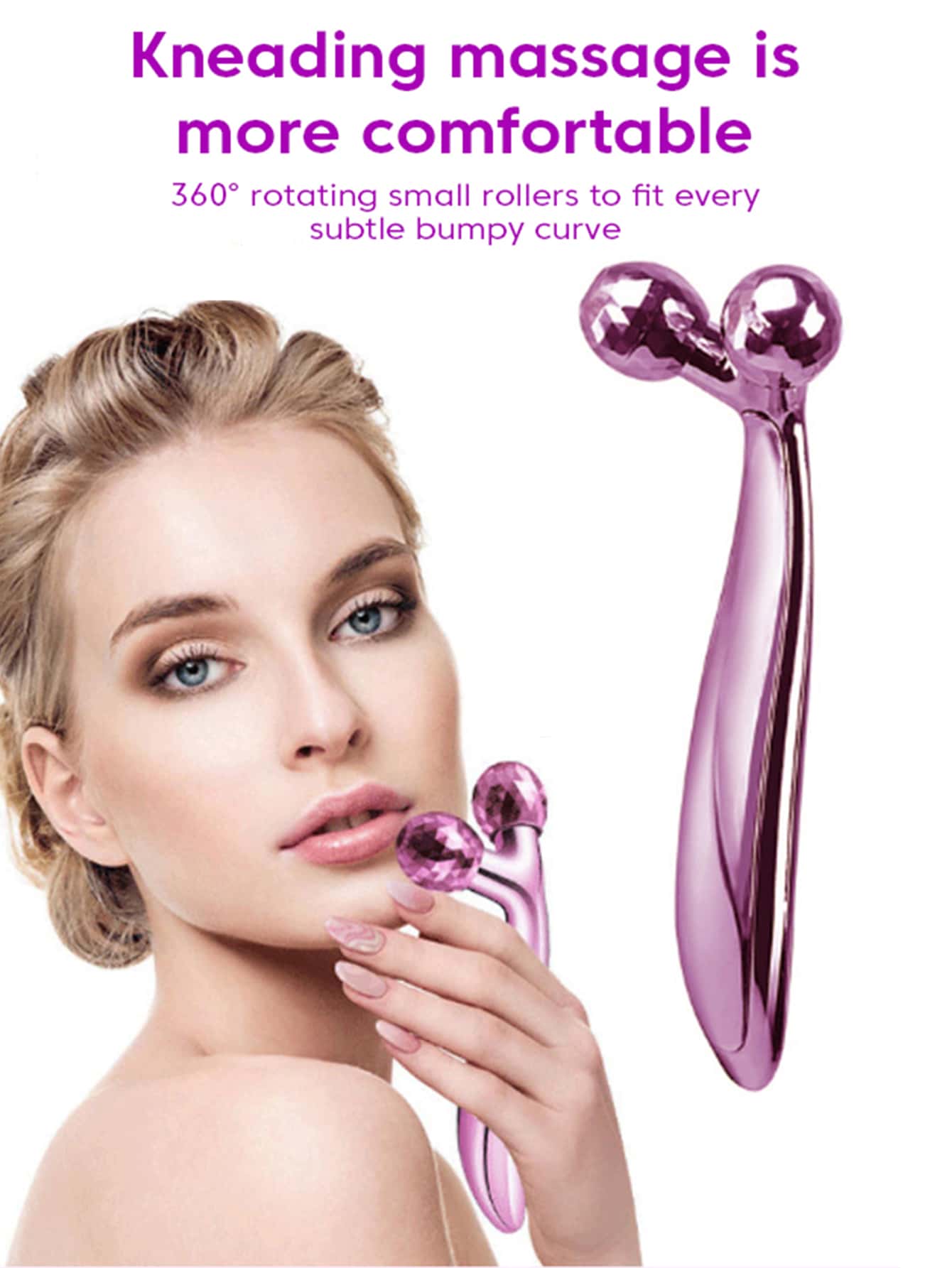 3D Roller Massager Facial Manual Rotating Massager Y-Shape Face Lifting Wrinkle Reducing Massager Body Relaxation Massage Tool