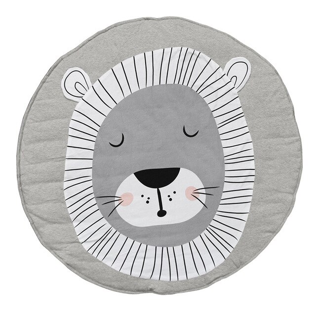 90CM Kids Play Game Mats Round Carpet Rugs Mat Cotton Kola Crawling Blanket Floor Carpet For Kids Room Decoration INS Baby: lion