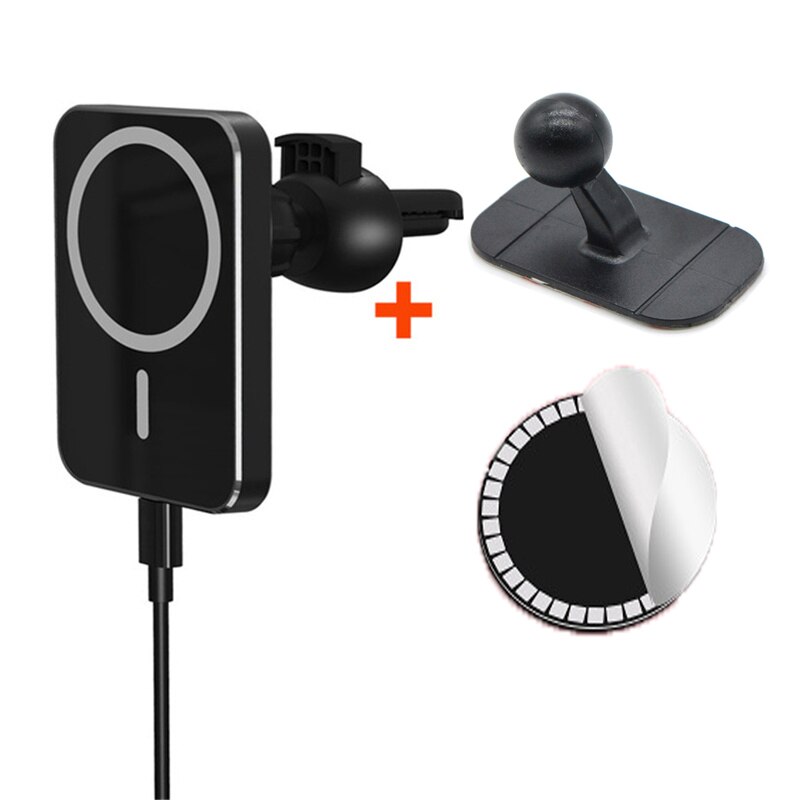 15W Magsafing Wireless Charger Car Mount Holder Air Vent Mount for iPhone 12 Pro Max Compatible with iPhone 8-11 and Qi Android: Set of 3-Black