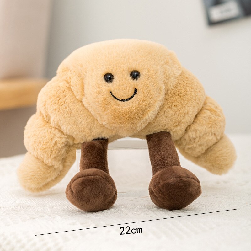 Jouet à mâcher en peluche pour chien, Croissant de Toast, interactif, mignon, résistant aux morsures, molaires, petit et grand gabarit: Croissant-large