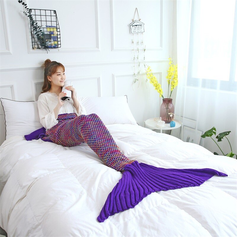 Plaid Mermaid Deken Kasjmier Handel Mermaid Garen Gebreide Deken Wol Mermaid Tail Deken Winter Sofa Deken Sofa Sleepin