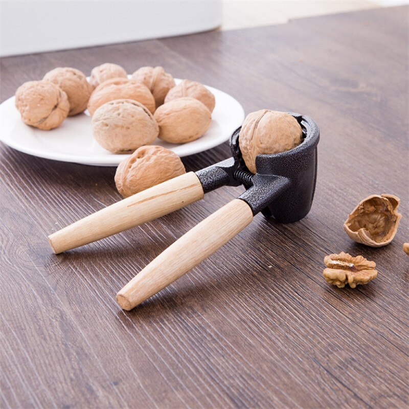 Pelador de Cascanueces con mango de madera, herramientas de cocina, pinza para nueces para el hogar, pequeños alicates de avellanas