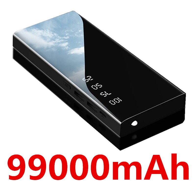 Cargador rápido de 99000mAh para teléfono móvil, cargador portátil con 3USB, batería externa para Samsung, Xiaomi y Iphone: Black-99000mAh