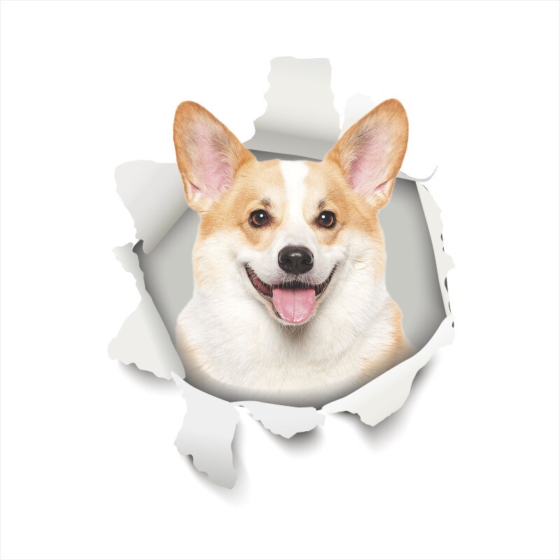 Leuke Hond Kat 3d Gebroken Gat Wc Stickers Voor Wasruimte Huis Decoratie Diy Ainimals Muurschilderingen Cartoon Puppy Kitten Kids decal: GTP021AE