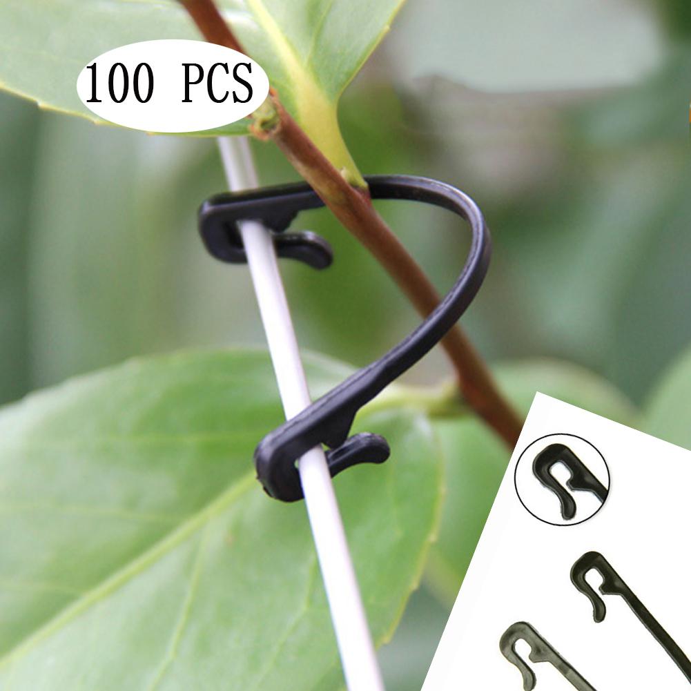 100 unids/lote sujetador de plantas de viñas autoblocante gancho de hebilla atado Clips de injerto de verduras suministros de jardín de invernadero agrícola