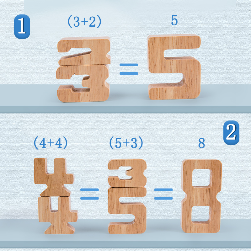 Number Building Blocks Wooden Math Digital Toys Baby Balance Block Toy Montessori Educational Natural Wood Math Toys for Kids
