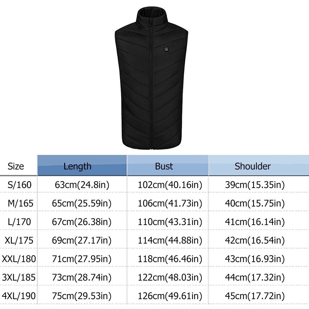 Chaleco calefactable de algodón con calefacción inteligente para hombre y mujer, chaleco calefactor eléctrico infrarrojo con USB, chaquetas cálidas de invierno térmico para exteriores, 9 áreas