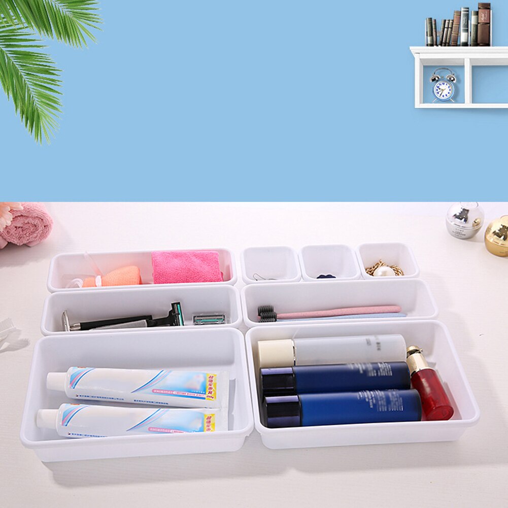 8Pcs Home Drawer Storage Tray Box Office Desk Closet Jewelry Makeup Organizer Suitable for makeup drawer, bathroom drawer office