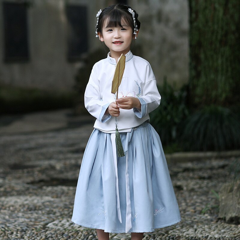 Children's Hanfu Dress - Chinese Folk Dance Costume - Princess Style Stage Wear - Spandex