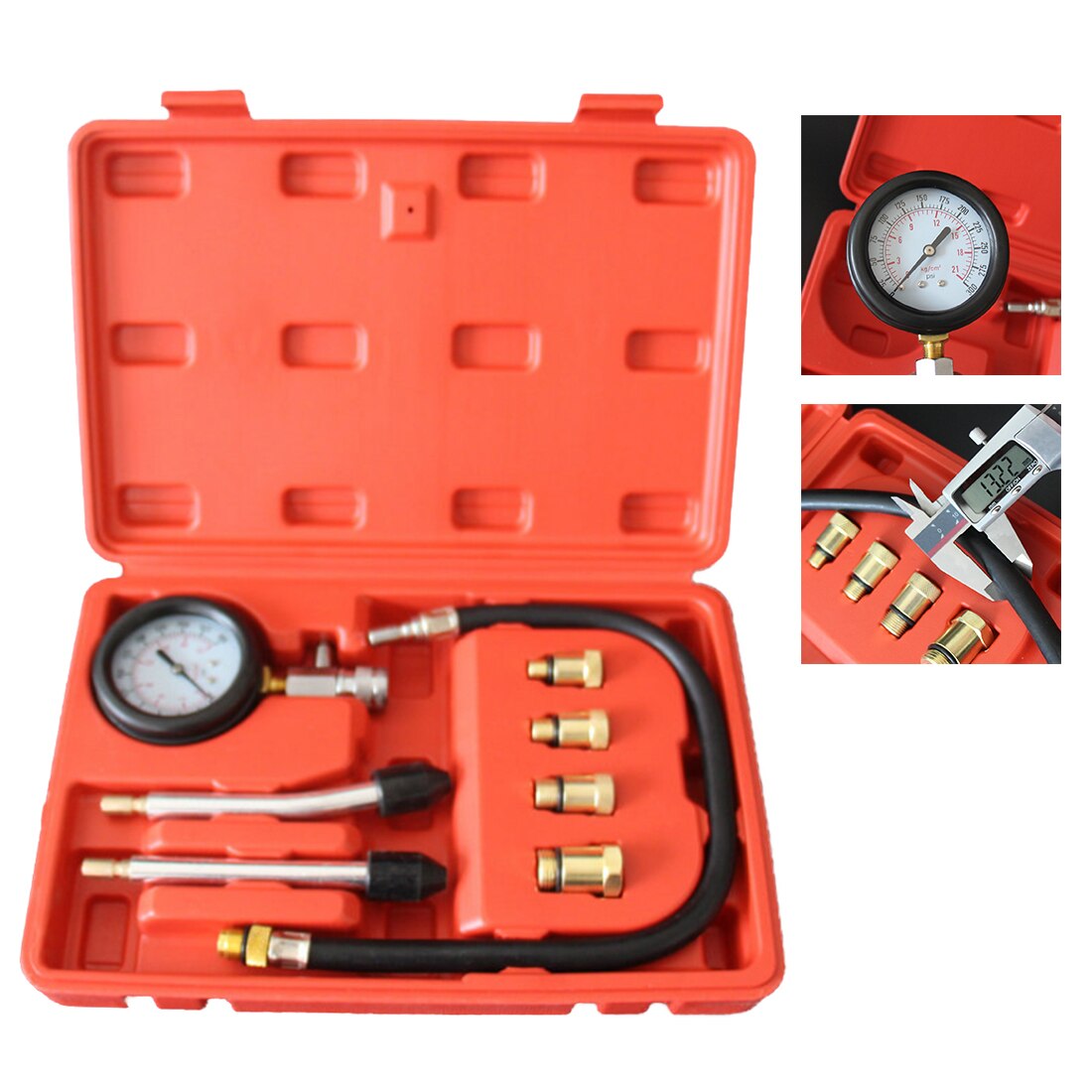 Gasoline Engine Compression Tester Auto Petrol Gas Engine Cylinder Automobile Pressure Gauge Tester Automotive Test Kit 0-300psi
