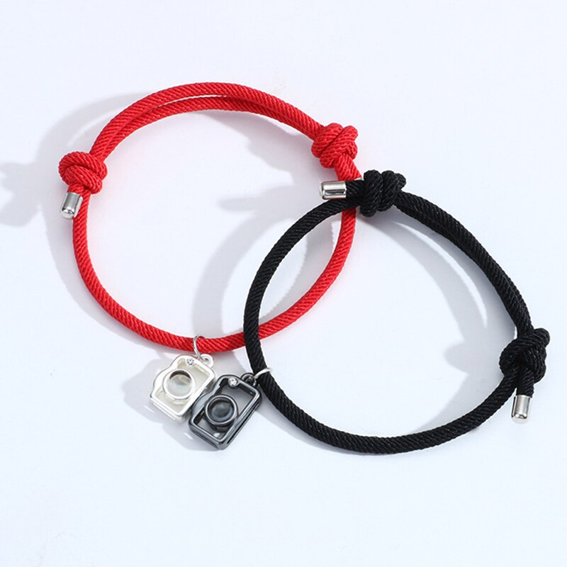 2 Teile/satz Herz Anhänger Magnetische Armbinde Für Frauen Männer Gepaart LGBT Regenbogen Knoten Seil Paar Armbinde Machen Wünschen Karte Schmuck: BR21Y0297