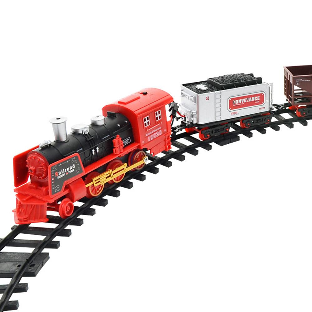 Trein Sets Oplaadbare Classic Stoomtrein Speelgoed Set Elektrische Rook Afstandsbediening Track Voor Kinderen Speelgoed Set X Mas: White