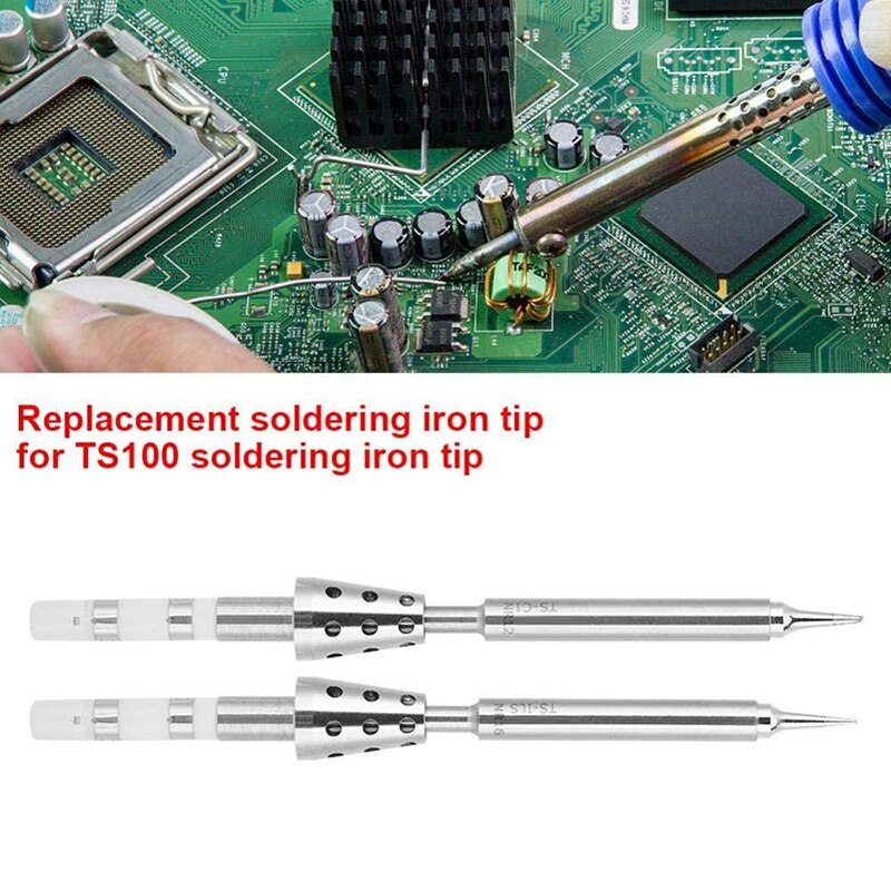 TS100 Soldering Iron Tip Stainless Steel Soldering Iron Station Replacement for TS100 Mini Portable Soldering Iron Kit