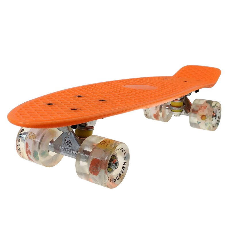 Skateboard Fishboard Longboard Mini Cruiser Four-wheel LED Flashing Scooter Board Plastic Aluminum Bracket Street Outdoor Sports: orange