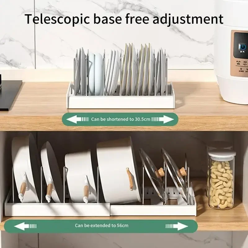 Estante de cocina ajustable y extensible para guardar ollas y utensilios en gabinetes, encimera, cuenco y estante para platos