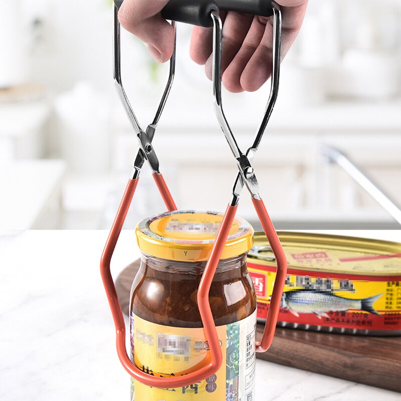Stainless Steel Canning Lifter Canning Tongswith Handle Can Lifter Tongs Jar Clip Heat Resistance Anti-clip Jar Glass Lifter