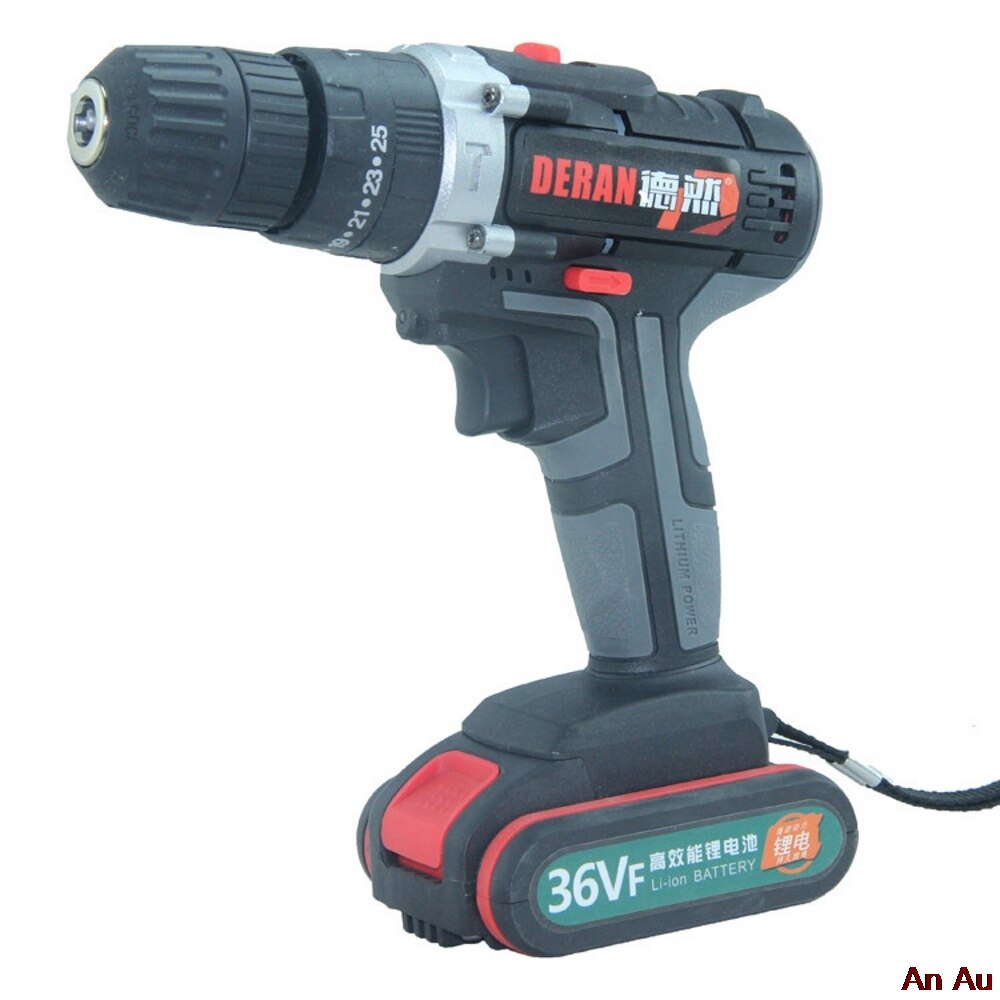 Rechargeable battery drill cordless impact 2 speed DIY electric screwdriver 6500mah power tool with flashlight 36V