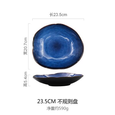 Nordic Ceramic food dish plate household pottery irregular dish salad platter dish dinnerware: L
