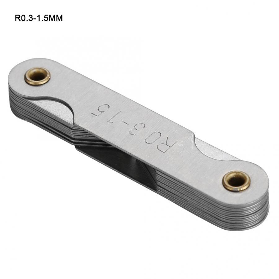 Stainless Steel Radius Fillet Gauge External Internal Concave Convex Measuring Tool R0.3-1.5MM R1-6.5MM R7-14.5MM R15-25MM