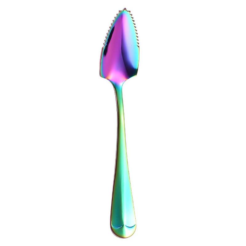 Cuillère grattoir à pamplemousse en acier, 1 pièce, dents de scie dentelées, manche multifonctionnel, préparation d'aliments pour bébés, Long bord H8H4: Default Title