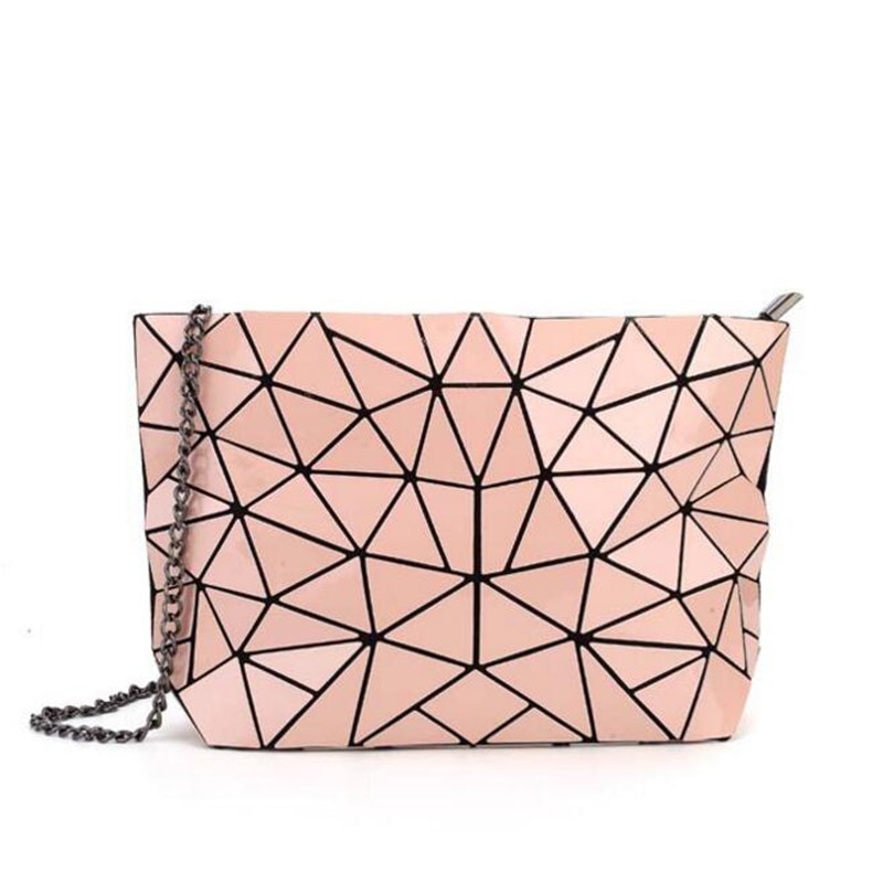 Geometrische Taschen Frauen Rucksäcke Mädchen Rucksäcke Folding Jugendliche Schüler Schule Taschen Rucksäcke Umhängetaschen: Chain pink