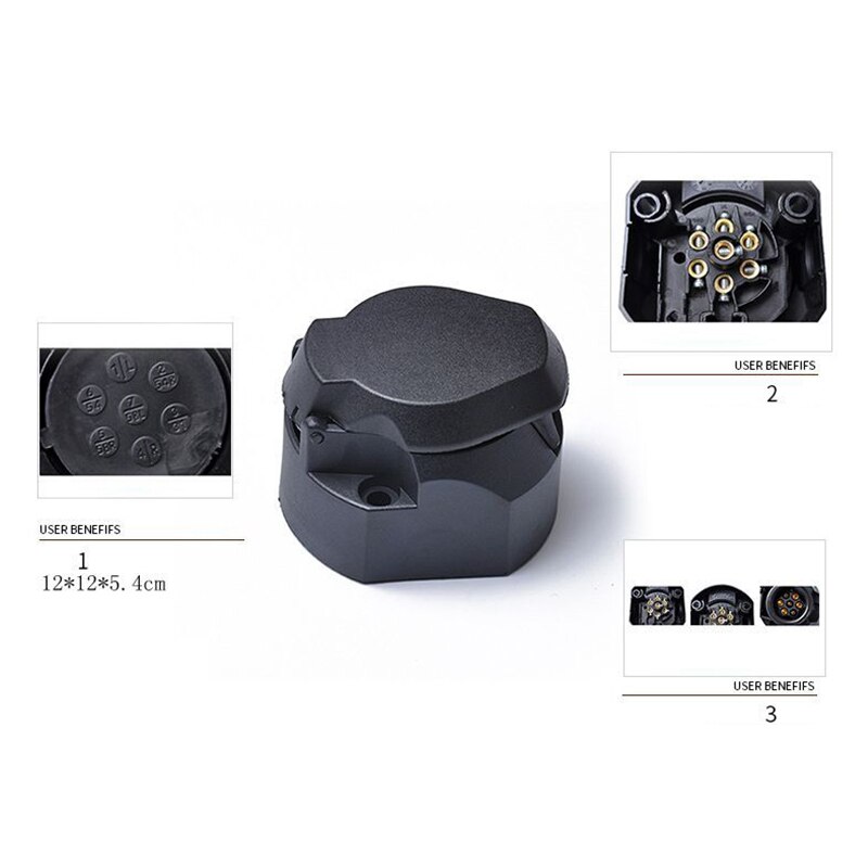 12V 7-Pin Flat Round Trailer Connection Socket European Standard Truck Trailer Link Flat Round Cars Trailer Connector