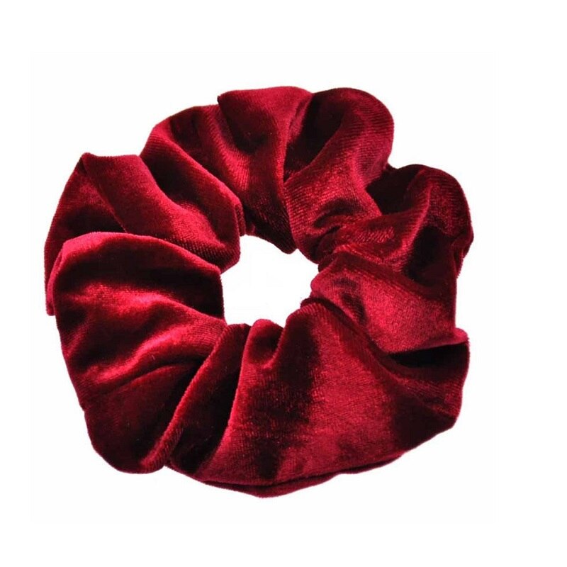 1pc sólido senhora veludo cabelo scrunchies anel feminino meninas elástico cabelo bandas de borracha acessórios para mulher rabo de cavalo titular: Wine Red