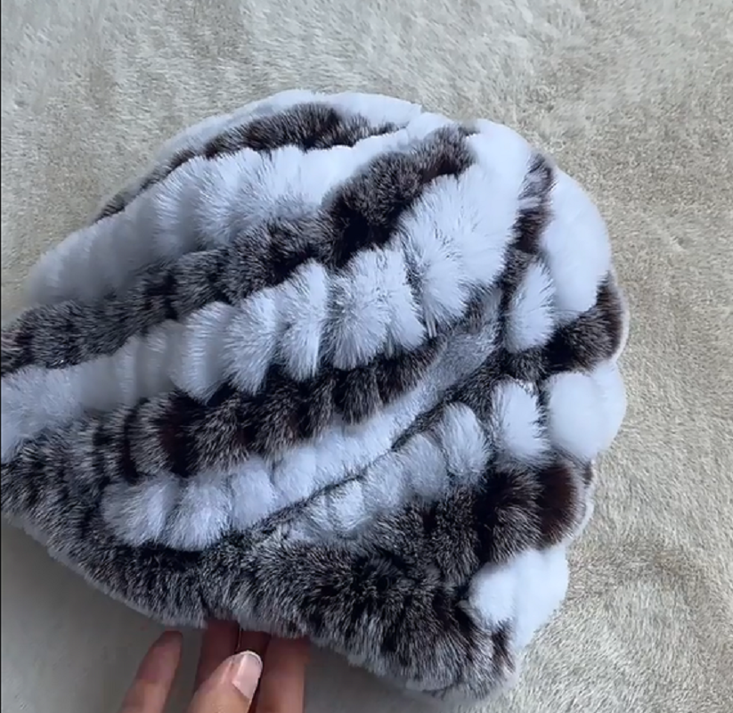 Dames RealRabbit bontmuts harige gebreide muts warme muts ski schedel cap