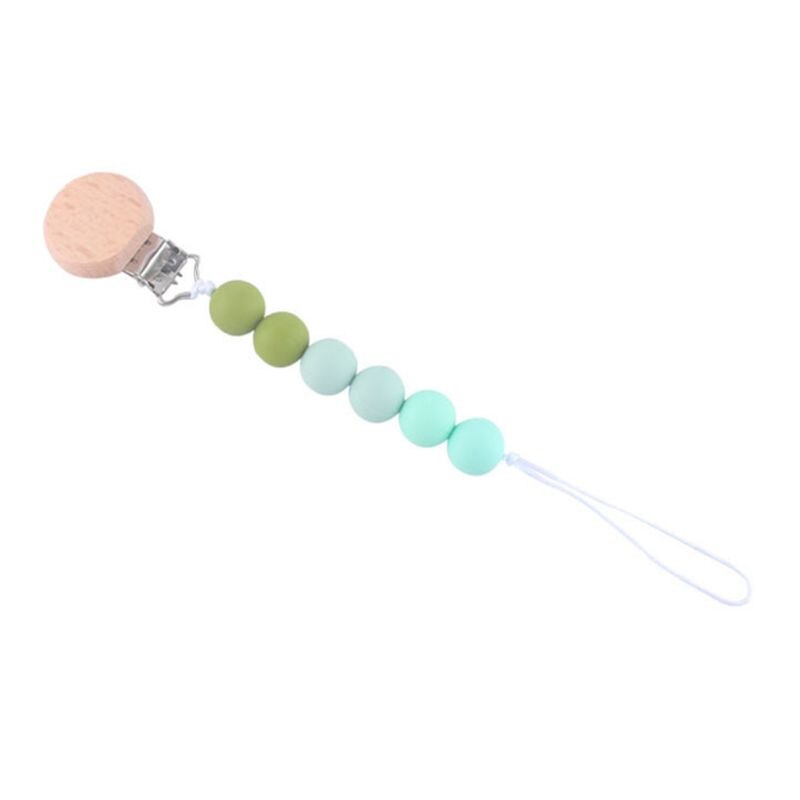 Baby sut klip farverige silikone perler vedhæftning diy dummy holder spædbarn tænder sutter kæde legetøj brusebad: 3