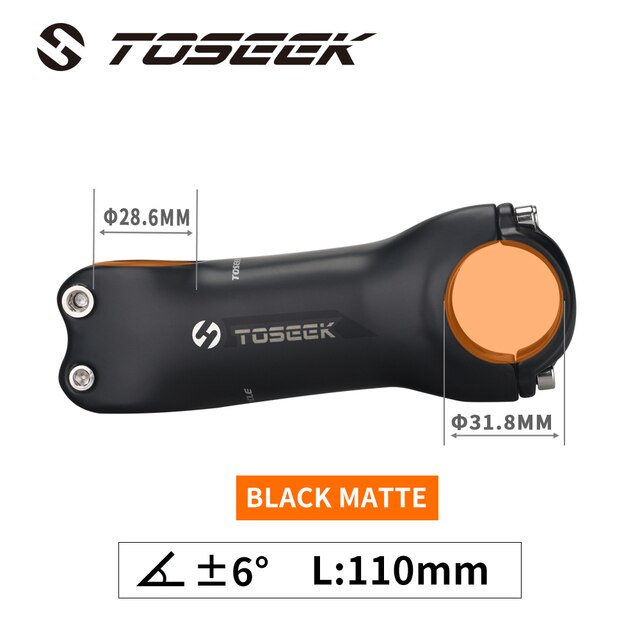 TOSEEK Super Light Full Carbon Fibre Bicycle Stem Bike Parts Matte Angle 6 / 17 Degrees Length 70/80/90/100/110/120/130mm: 6 Degrees 110mm