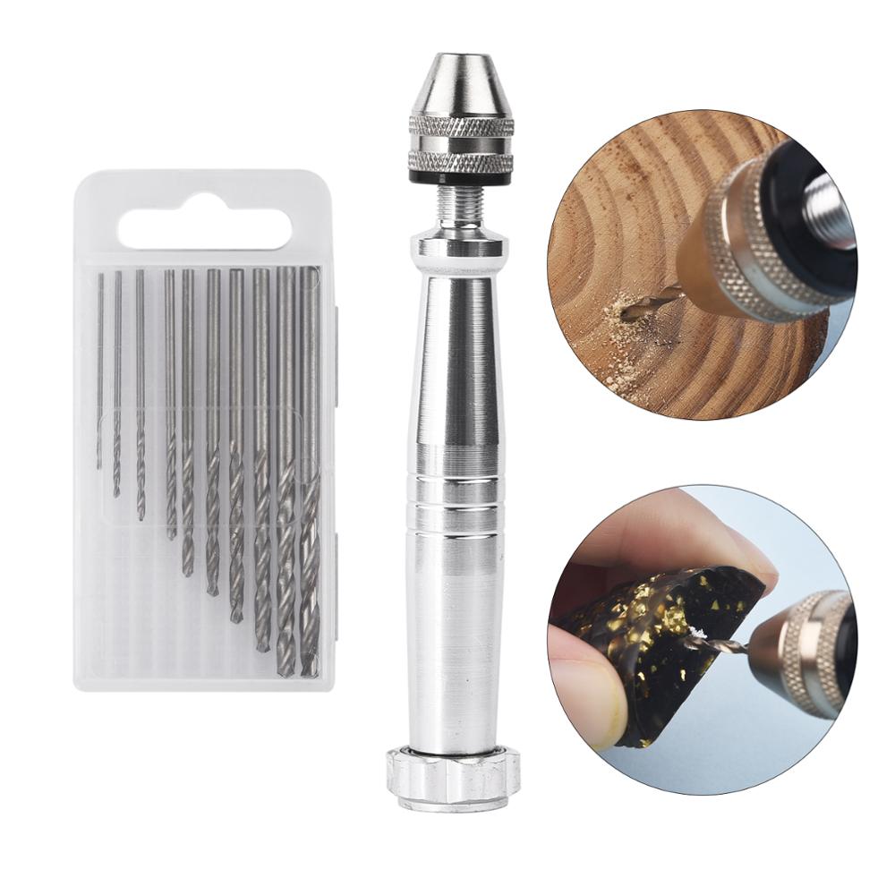 Mini håndbor smykker værktøj bore 0.8-3mm hånd nåle hul bor juvelerer bore huller til gør-det-selv træ epoxy harpiks håndværk
