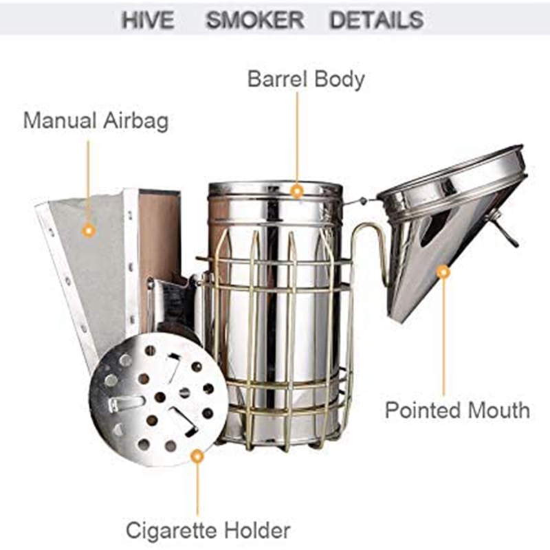 Beekeeping Honey Tools Starter Kit Set of 9 Bee Hive Smoker Equipment Supplies with Beekeepers Gloves